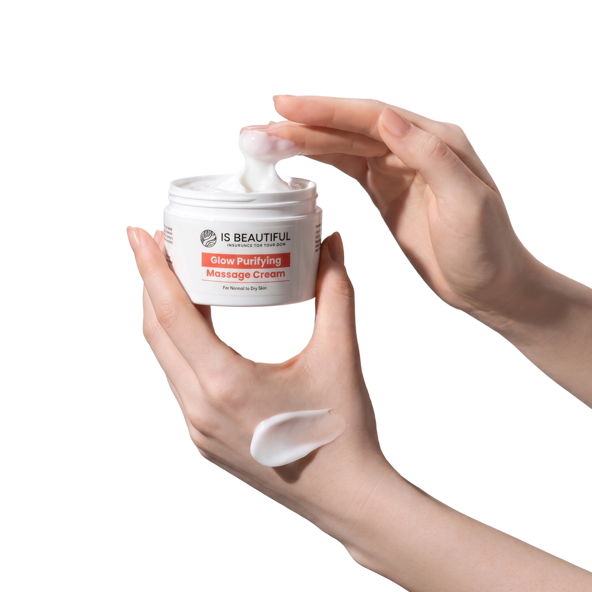 Woman applying collagen balancing cleanser